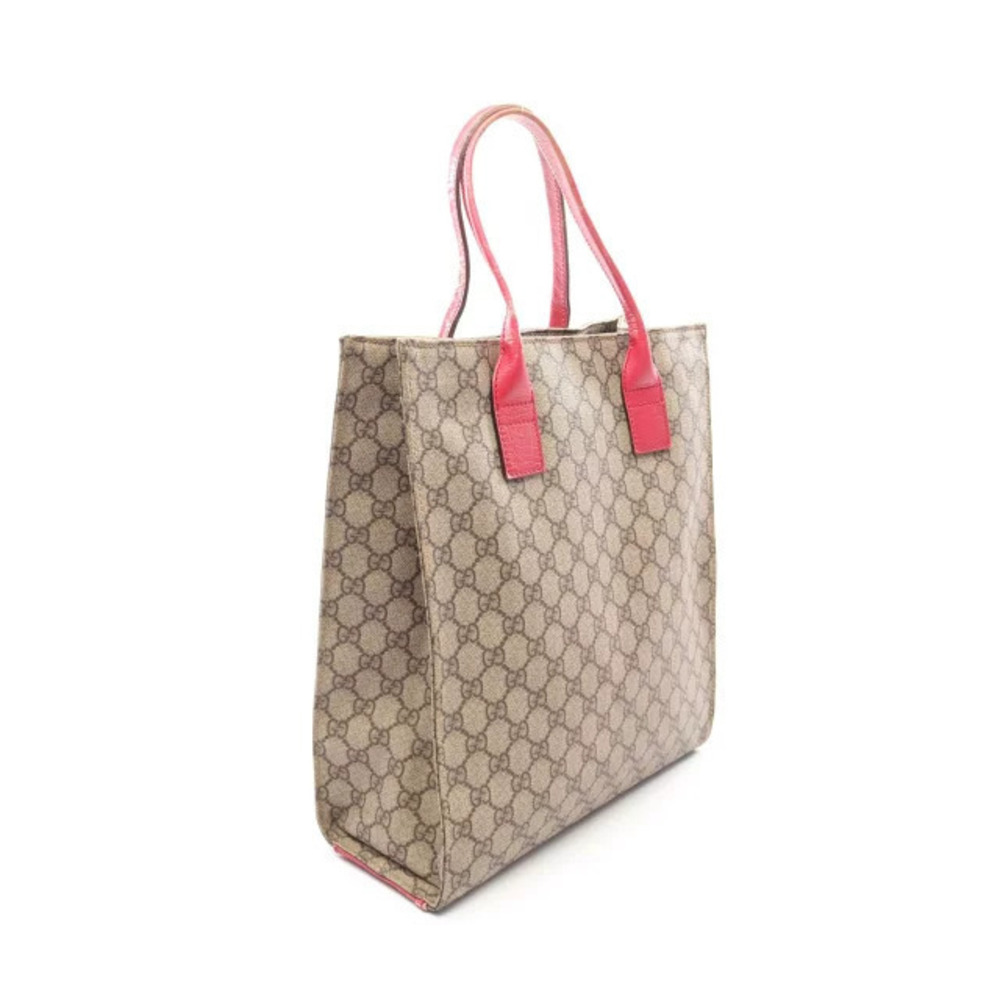 Gucci Supreme Leather Cream Beige GG Bag Tote Canvas Pink Tan Pink